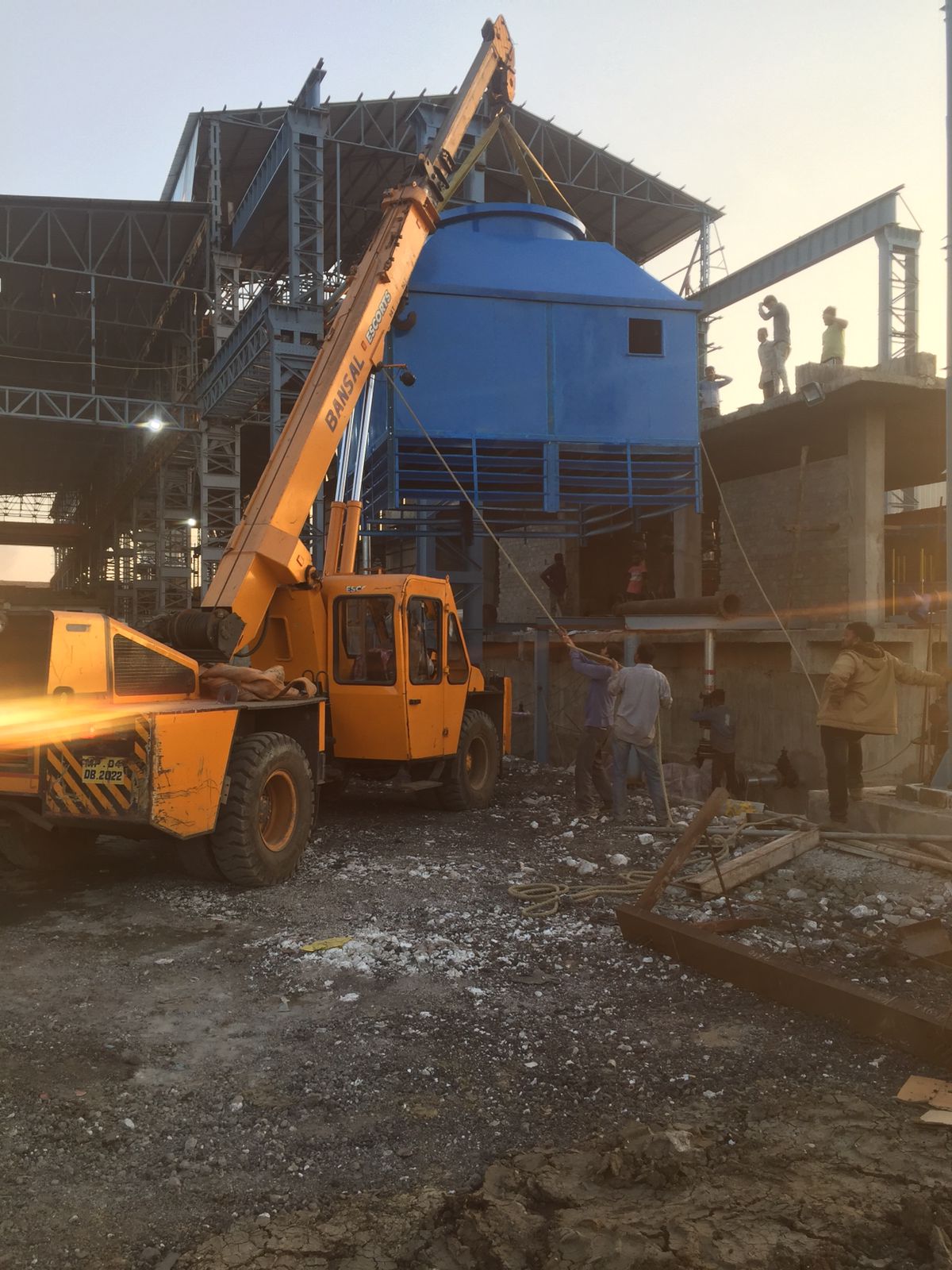Cooling tower installation on site